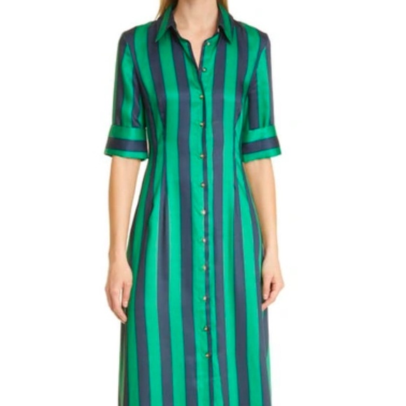 Staud Emerald Stripe Maxi Shirt Dress -NWT-4
100% silk - Picture 6 of 6